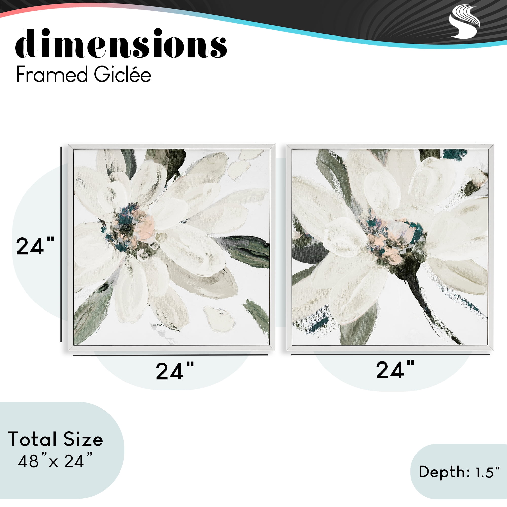 Stupell Industries Naturally Blooming White Flowers 2 Piece White Framed Giclee Art Set, design by Lanie Loreth