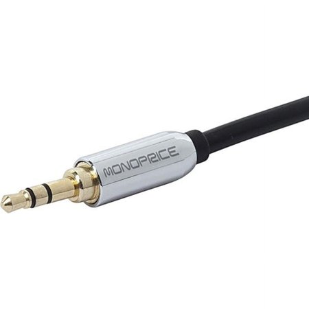 UPC: 0844660097686 | Monoprice Audio Cable – 6 Feet – Black | 3.5mm Stereo Male to RCA Stereo Male Gold Plated Cable for Mobile