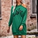 thumbnail image 3 of Vestido sudadera casual,Vestido sudadera con un hombro y un hombro Vestido sudadera con capucha Vestido con capucha Acabado de lujo, 3 of 7