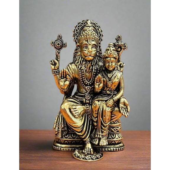 Handcrafted Brass Narasimha with Lakshmi – Auspicious Statue for Puja, Decor & Blessings
