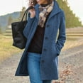 thumbnail image 5 of Olyvenn Trench Coat for Women 2025 Long Wool Coat Single Breasted Pea Coat Casual Lapel Coat Thicken Winter Coat Jacket Blue L, 5 of 6