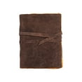 thumbnail image 4 of Vintage Leather Journal 9 x 6 Inch – Handmade Sketchbook with Yellow Deckle Edge Paper for Men and Women, 4 of 8
