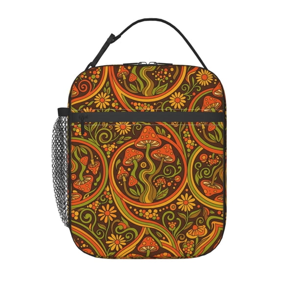 Mushroom Insulated Lunch Bag Reusable Leakproof Lunch Box Food Tote Container With Side Pocket For Work Office Picnic Trave