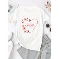 thumbnail image 2 of Camiseta gráfica inspiradora para mujer, mezcla de algodón, cuello redondo informal, tejido de punto de elasticidad media, con diseño floral y mariposas en forma de corazón, ideal para todas las estac, 2 of 7