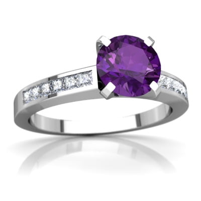 Amethyst Channel Set Ring in 14K White Gold by