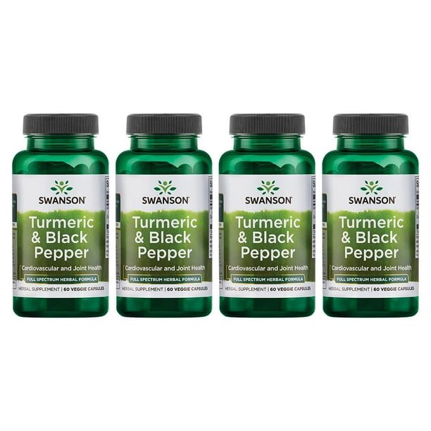 Swanson Turmeric & Black Pepper 60 Veg Caps 4 Pack
