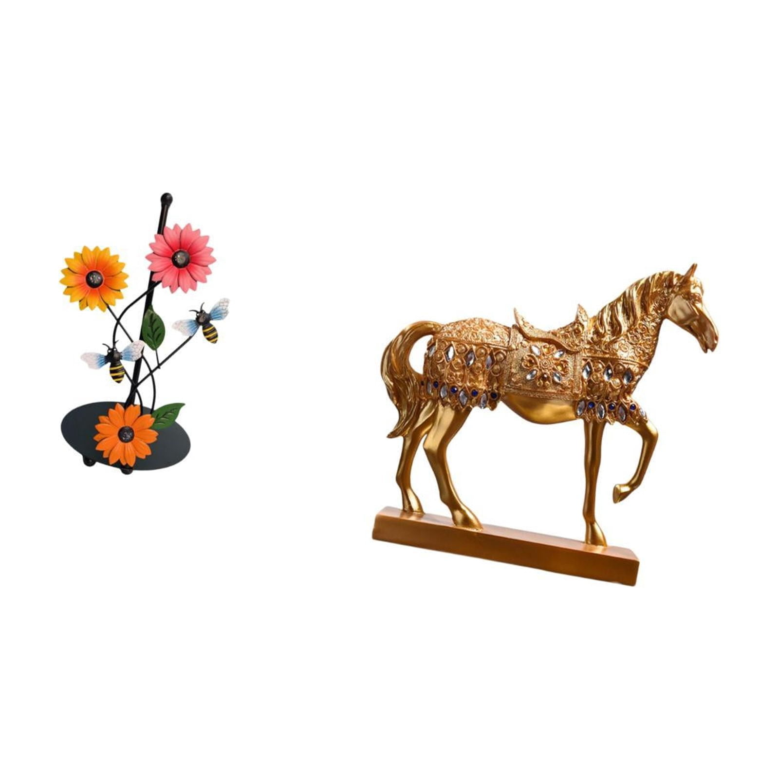 Fiocias Horse Paper Towel Holder Dispenser Non Slip Vertical Tissue Holder Rack Figurine Decoration Animal Sculpture Engraved Resin Figurines for Home Office