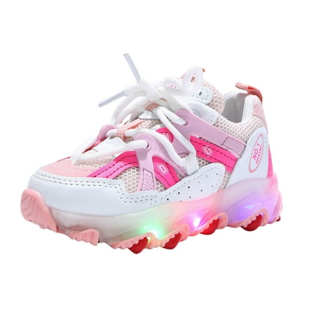 

kpoplk Baby First Walking Shoes Girls Led Children Luminous Sport Kids Baby Shoes Light Boys Bling Baby Sock Shoes Toddler(Pink)