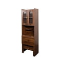 thumbnail image 6 of CATLK Convertible Office Desk Cabinet - Fold-Out Writing Table with Storage Drawer & Cabinet for Small Spaces, Walnut, 6 of 9