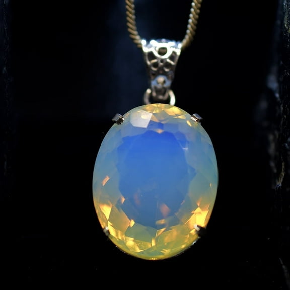 925 Sterling Silver Pendant Oval Cut 73.65 Ct Natural Opal Gemstone Free Gift