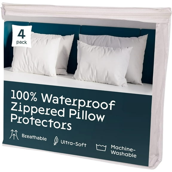Niagara Sleep Solution 4 Pack Waterproof Pillow Protectors Standard 20x26 Inches