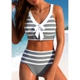 thumbnail image 4 of Women's New Summer Two-piece Swimsuit with Black and White Printed Sexy Lace Up Casual Beach Swimsuit S-6XL, 4 of 5