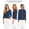 thumbnail image 2 of QUALFORT Women’s V-Neck Cable Knit Sweater, Lightweight Long Sleeve Pullover, Deep Sea Blue, Size M, 2 of 7