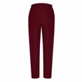thumbnail image 7 of Dezsed Cotton Linen Pants Women Elastic High Waist Tapered Lounge Pants Casual Summer Loose Ankle Trouser with Pockets Wine 2XL, 7 of 7