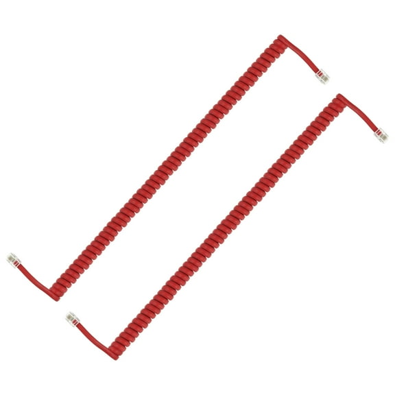 Uxcell 2 Pack Phone Cord for Landline, 6.6 Feet(Coiled 1.3 Feet) RJ9/RJ10 4P4C Landline Handset Cord Universal Telephone Phone Cable for Telephone Handset Accessory, Red