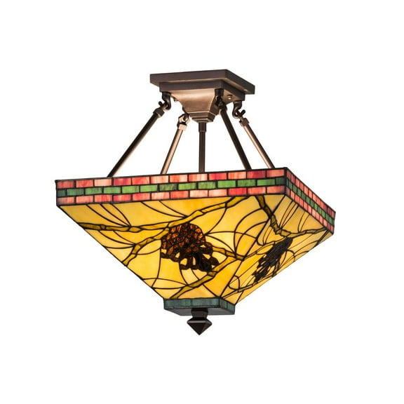 Meyda Tiffany - 165234 - Four Light Inverted Pendant - Pinecone - Mahogany Bronze