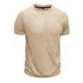 thumbnail image 6 of Men’s Short Sleeve Round Neck Solid Color Knitted Pullover T-Shirt Spring Summer Top, 6 of 8