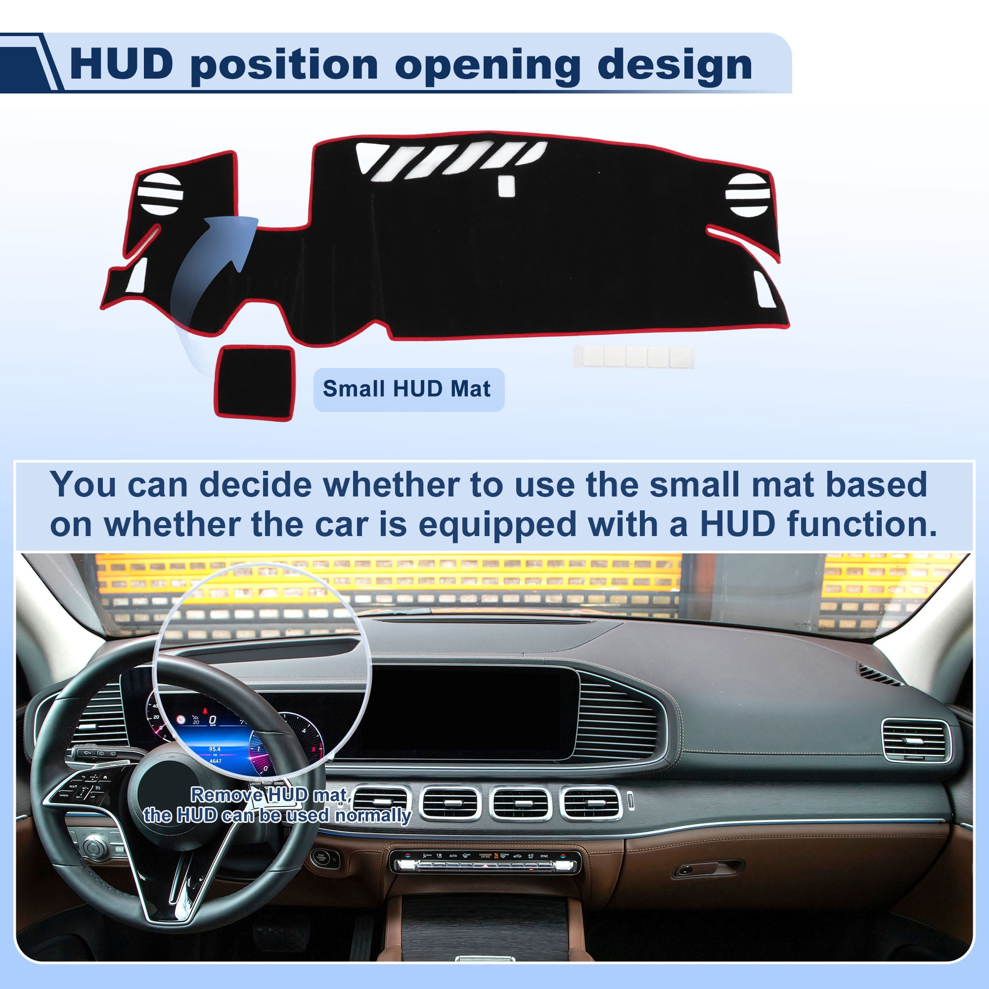 Unique Bargains Dash Cover for Chevrolet Camaro RS 2016-2024 With HUD Dashboard Cover Car Interior Anti-Slip/Anti Dust Polyester Black With Red Edge 1 set