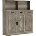 thumbnail image 4 of Farmhouse Sideboard Buffet Cabinet with Microwave Stand, Barn Doors Buffet Storage Cabinet with Drawers and Shelves, Wood Coffee Bar Pantry for Kitchen, Dining Room, Living Room, 4 of 8