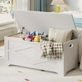 thumbnail image 2 of 39.4" Storage Chest, Wooden Storage Bench with Safety Hinges, Easy Assembly, Large Toy Chest for Entryway, Living Room, Bedroom, 2 of 6