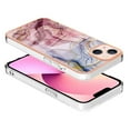 thumbnail image 3 of ELEHOLD for iPhone 13 6.1 inch Marble Case, Clear Electroplated Frame Soft TPU Anti-Scratch Wear-Resistant Wireless Charging Slim Fit Transparent Case for iPhone 13, Rose, 3 of 9