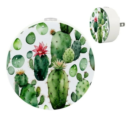 

YZUOUZY Night Light Small Lamp Small Bedside Lamps Set of 2 Watercolor Desert Plants Floral Pattern