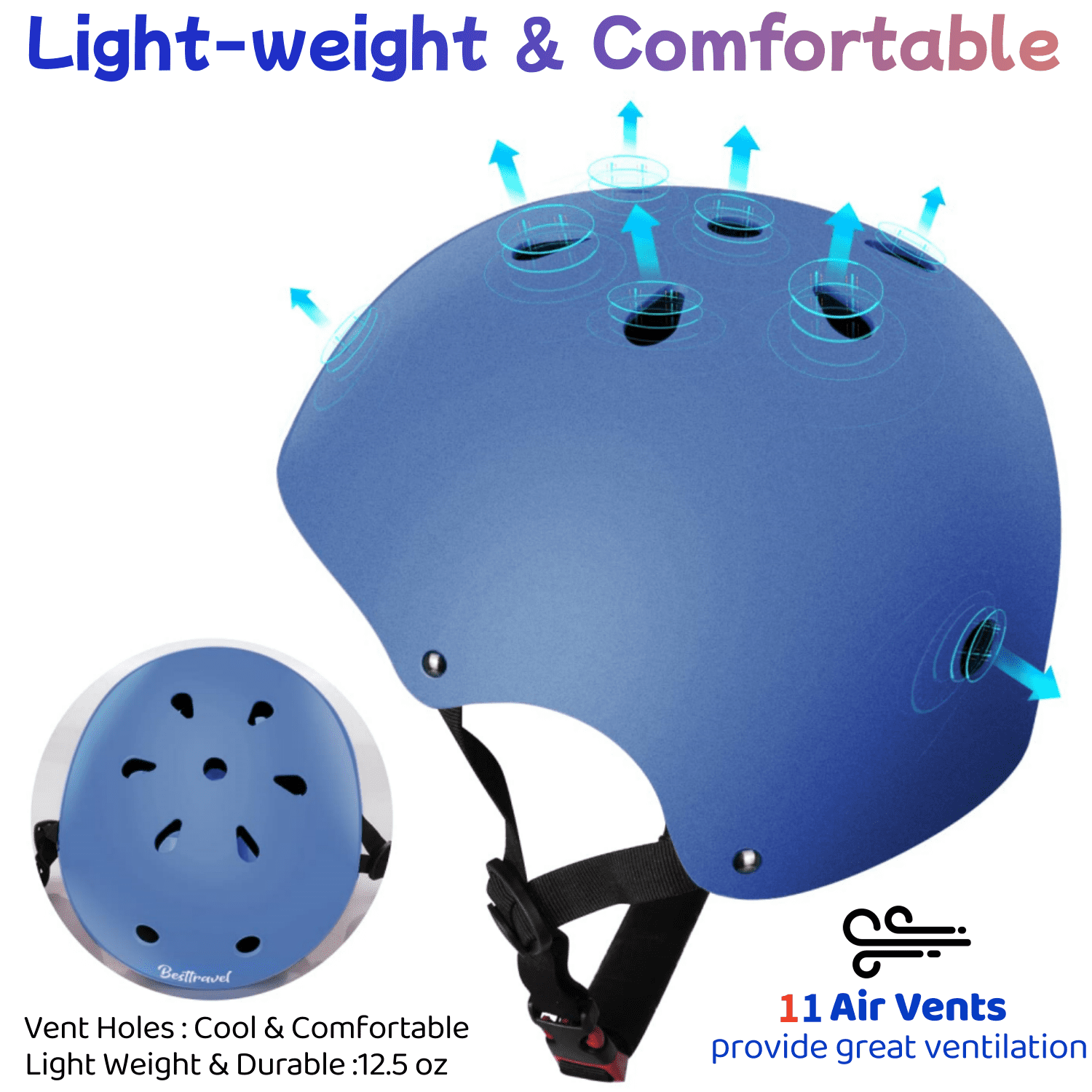 Besttravel Kids Bike Helmet, Toddler Bicycles Helmets for Ages 3-8 Years Boys Girls, Multi-Sport Kids Helmet for Bicycles Skateboarding Scooter Balance, Blue