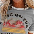 thumbnail image 2 of Camiseta de manga corta estampada para mujer, cuello redondo, camisa informal de verano, Tops para oficina, cita nocturna, salida gris XXL, 2 of 5
