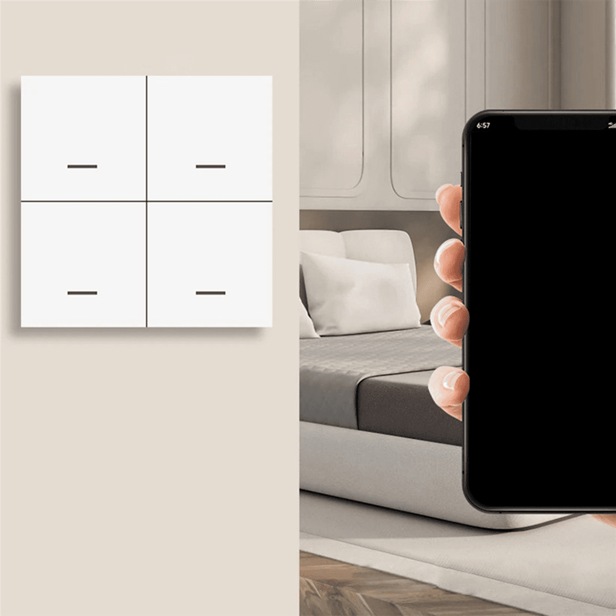 3X Tuya ZigBee Smart Scene Switch 4 Gang Smart Switch 12 Scene Switch Push Button Controller Supports Home Assistant,3 x Smart switch 3 x English instruction manual,White
