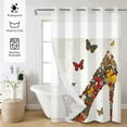 thumbnail image 2 of MIZHONA No Hook Shower Curtain with Snap in Liner，Colorful Butterfly Fabric Shower Curtain,71"× 74", 2 of 6