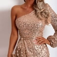 thumbnail image 6 of New Years Eve Dresses For Women One Shoulder Sleeveless Mini Length Side Split Sequin Party Dress, 6 of 7