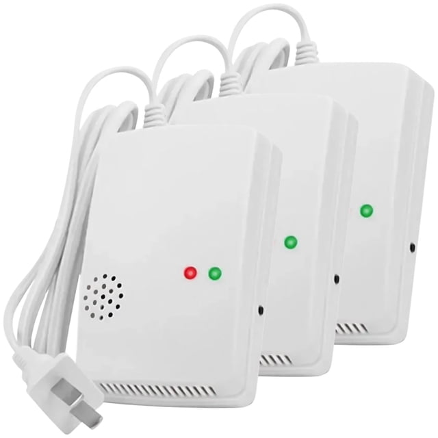 Detector de Gas Preciso DetectoGas 3 Pieza Gas Alarma 85dB 15% LEL 220V 50Hz CA Blanco.