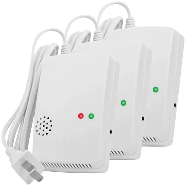Detector de Gas Preciso DetectoGas 3 Pieza Gas Alarma 85dB 15% LEL 220V 50Hz CA Blanco.