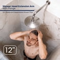 thumbnail image 3 of 12 Inch Shower Arm 90 Degree Stainless Steel Rain Shower Head Extension Arm with Flange, Chrome Finish, 3 of 4