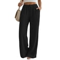 thumbnail image 5 of SWQZVT Women's Summer Palazzo Pants High Waisted Wide Leg Drawstring Flowy Beach Lounge Pants with Pockets, 5 of 8