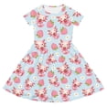 thumbnail image 4 of Girls Cute Dresses Axolotl Strawberry Print Short Sleeve Skater Dress Casual Cartoon Twirl Dress with Pockets Kids Summer Outfit for 4-14Y, 4 of 5