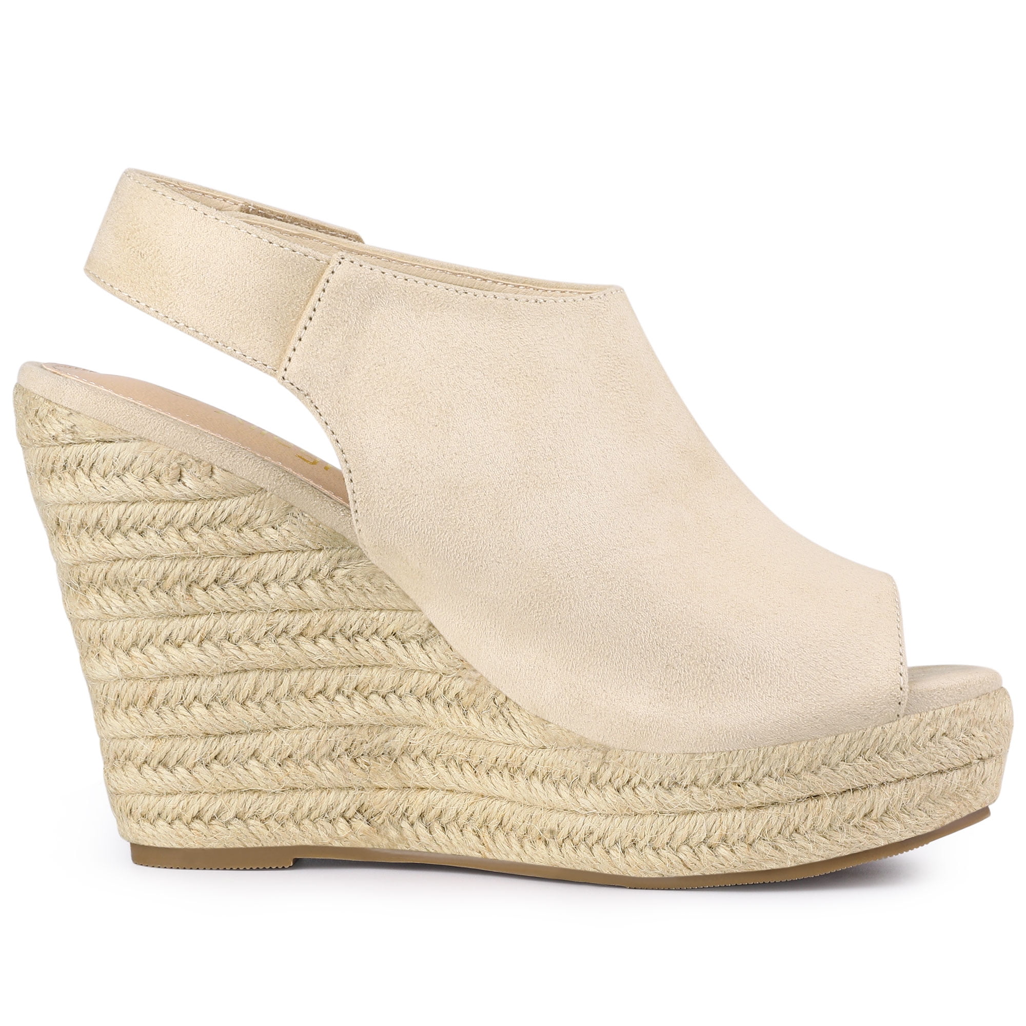 DARING DIVA Slingback Platform Wedges Heel Espadrille Wedge Sandals Beige 7