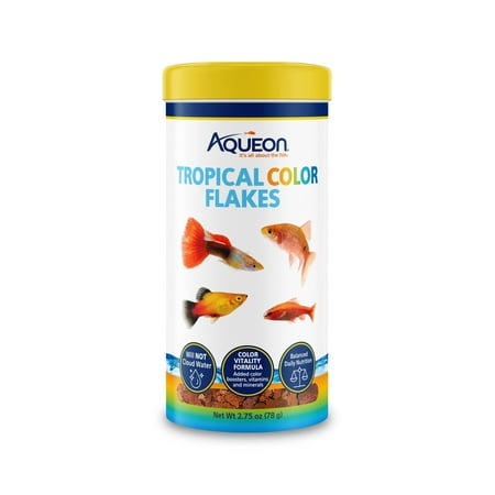Aqueon Tropical Color Flakes Fish Food 2.75 ounces