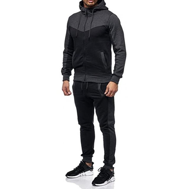 2 piezas de moda con capucha pulóver sudadera pantalones hombres cálidos conjuntos de chándal (M) Likrtyny Para estrenar