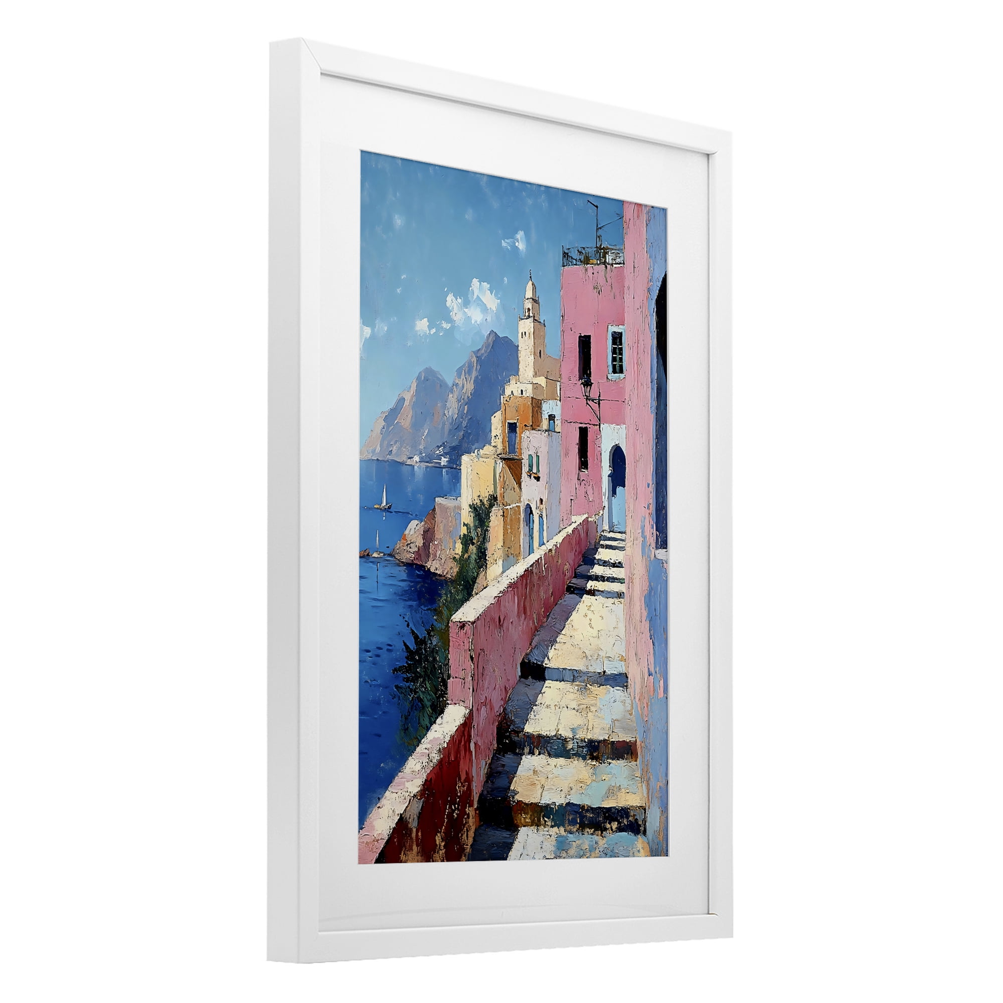Stupell Industries Coastal Village's Sunlit Pathway White Framed Print Under Glass, design by Creative Studio