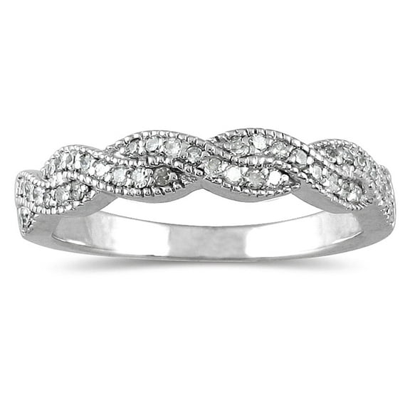 SZUL Women's 1/3 Carat TW Braided Diamond Wedding Band in 10K White Gold (J-K-L Color, I2-I3 Clarity)