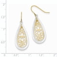 thumbnail image 2 of Beautiful 14k Two-tone Diamond Cut Polished Fancy Dangle Earrings, 2 of 2
