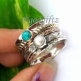 thumbnail image 3 of Turquoise Pearl Gemstone Ring | Hot Arrival Turquoise Pearl Ring | Meditation Spinner Ring | Fidget Ring | Three Tone Ring | Two Stone Ring, 3 of 10