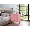 thumbnail image 2 of Knubmt Beside Table with 2 Drawers and Handle, Wood Nightstand for Home, Bedroom, Pink, 2 of 4