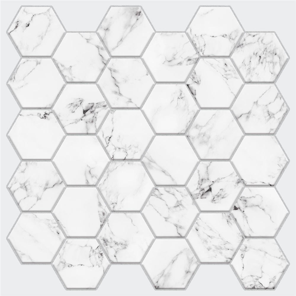 Roommates Carrara Marble Hexagon Peel And Stick Backsplash Walmart