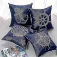 thumbnail image 2 of Set Of 4 Compass Navigation Marine Style Decorative Sofa Cushion Cover Geometric Pattern(45 X 45 Cm), 2 of 5