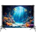 thumbnail image 3 of Under The Sea Backdrop, Underwater World Blue Ocean Sunlight Ray Colorful Coral Reefs Marine Life Photography Background, Kids Birthday Baby Shower Party Backdrop Decoration Photo Studio Props 10x6ft, 3 of 6