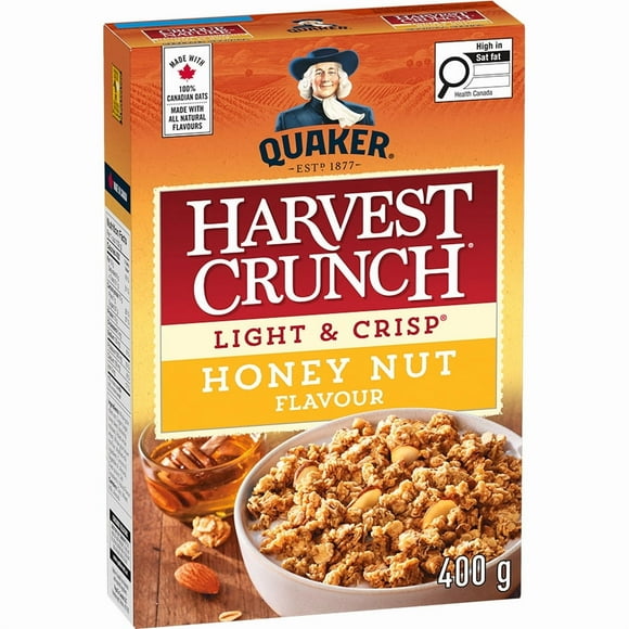 Quaker Harvest Crunch Light & Crisp Honey & Nut Flavour Granola Cereal, 400 g.