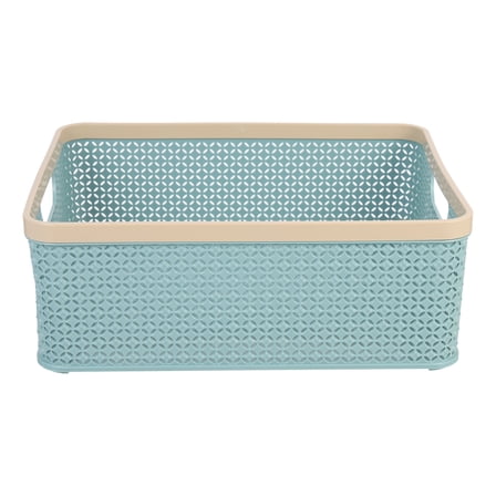 UPOUART Blue Plastic Rectangular Storage Basket 1Pack Graceful Design for Home Use Space Saving