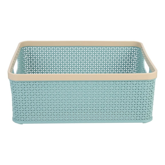 UPOUART Blue Plastic Rectangular Storage Basket 1Pack Graceful Design for Home Use Space Saving